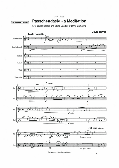 David Heyes: Passchendaele - a Meditation for 2 double basses & string quartet