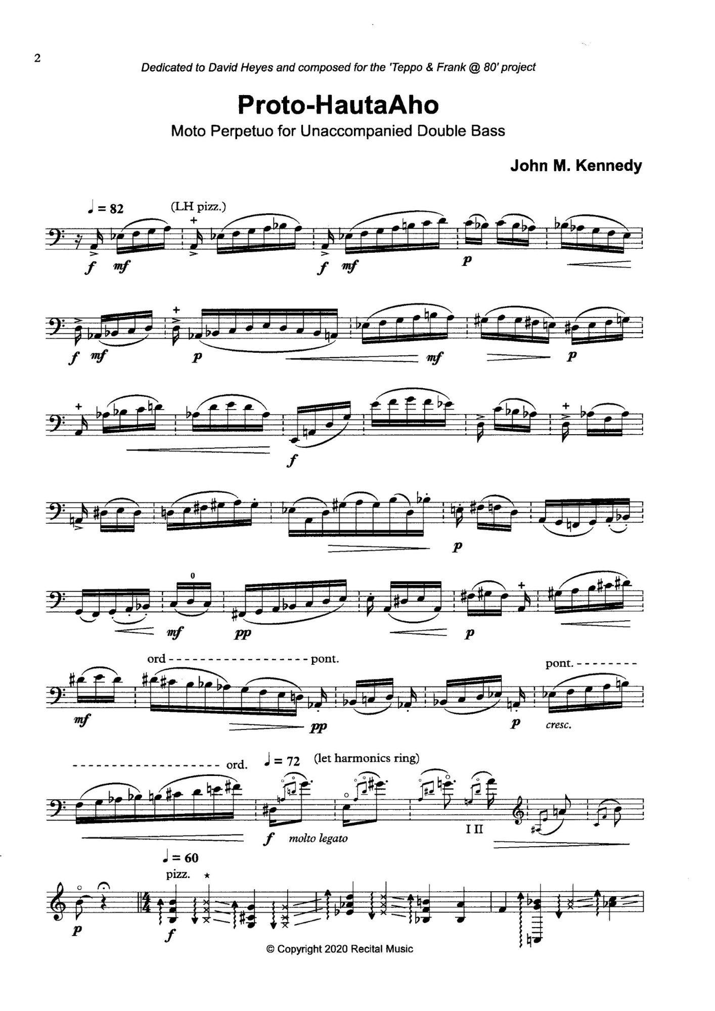 John M. Kennedy: SOLO BASS, Two Pieces for unaccompanied double bass