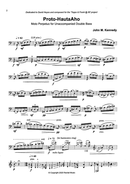 John M. Kennedy: SOLO BASS, Two Pieces for unaccompanied double bass