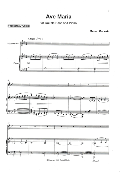 Senad Gacevic: Ave Maria for double bass & piano