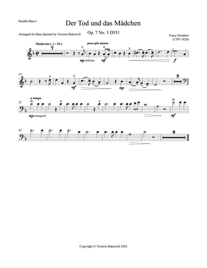Franz Schubert: Der Tod un Das Mädchen (Death and the Maiden) for bass quintet (arr. Victoria Bakewell)
