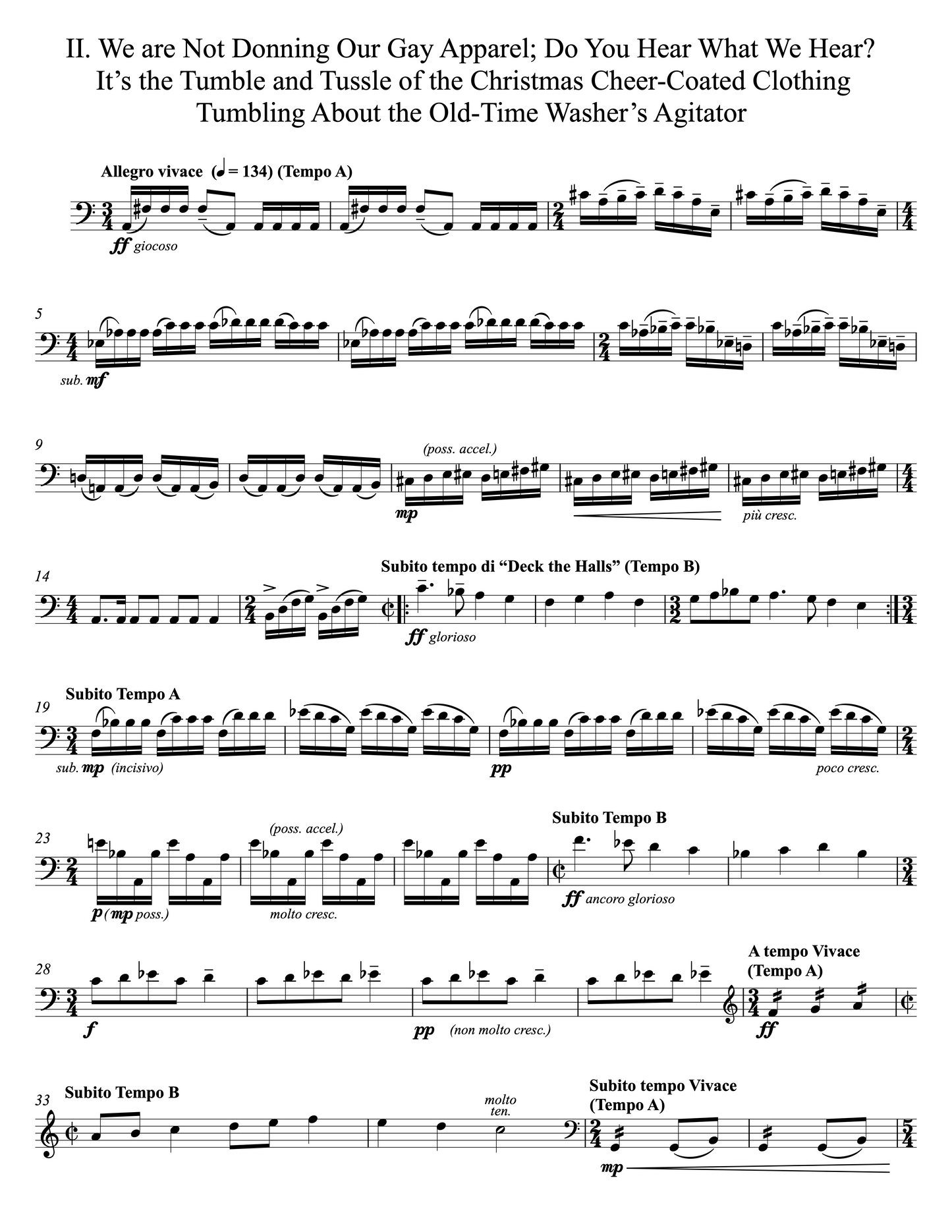 P. Kellach Waddle: Scenes From The Advent Laundry Op. 782, Sonata In Three Movements for Solo Bass