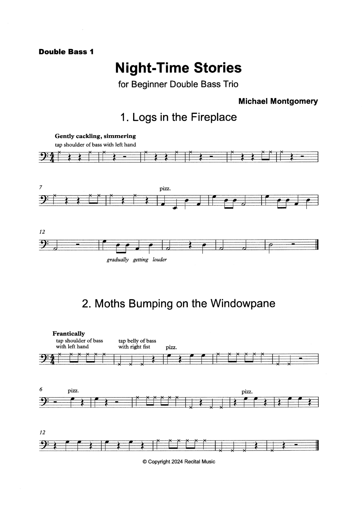 Michael Montgomery: Night-Time Stories for Beginner Double Bass Trio