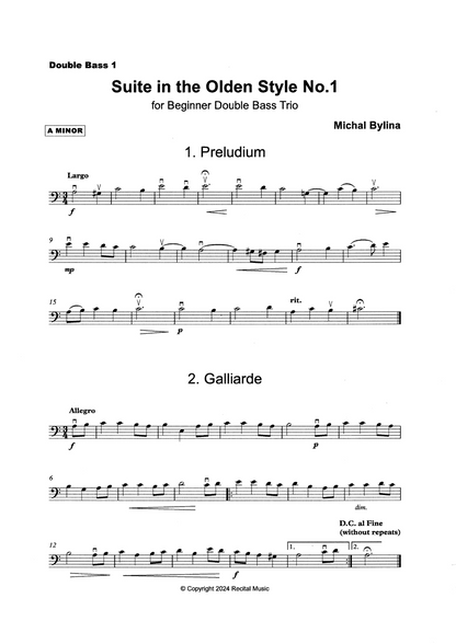 Michal Bylina: Suite in the Olden Style No.1 for Beginner Double Bass Trio