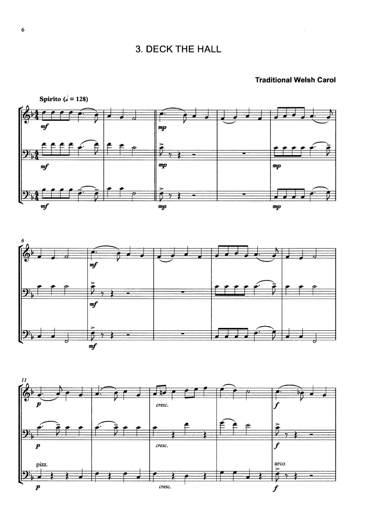 Michael Montgomery: Carols for Three, 6 Christmas Carols for double bass trio