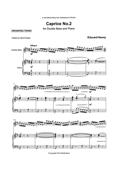 Edouard Nanny: Three Caprices for double bass & piano (ed. Heyes)