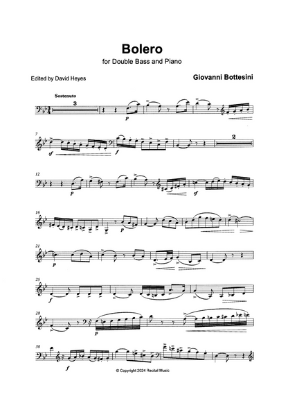 Bottesini: Bolero for double bass & piano (ed. David Heyes)