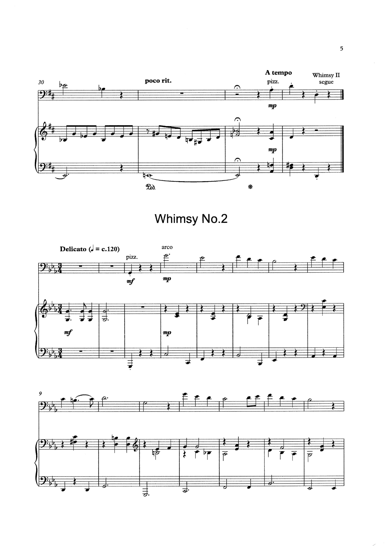 Humphrey Clucas: Two Whimsies for double bass & piano