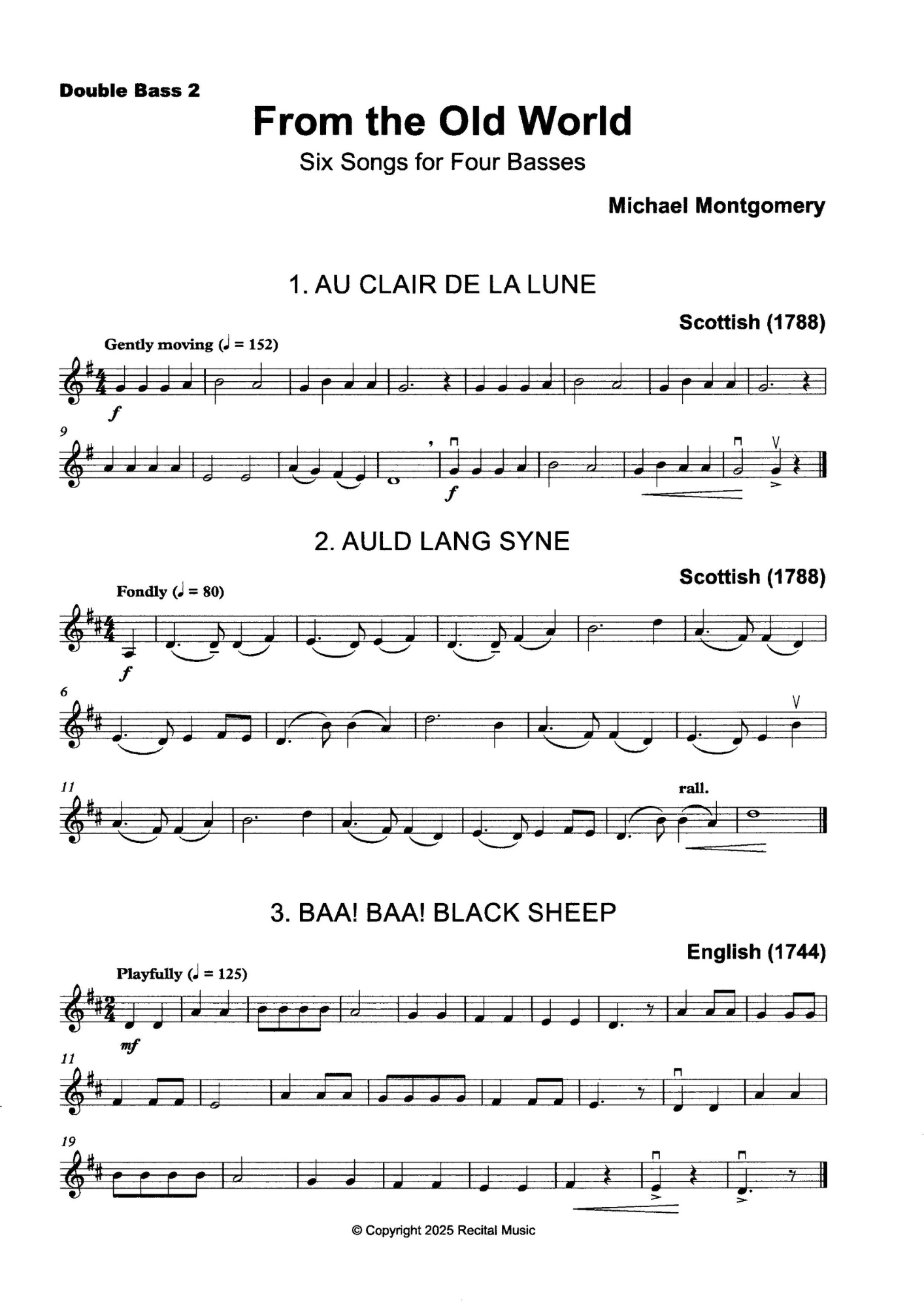 Michael Montgomery: From the Old World, Six Songs for Four Basses