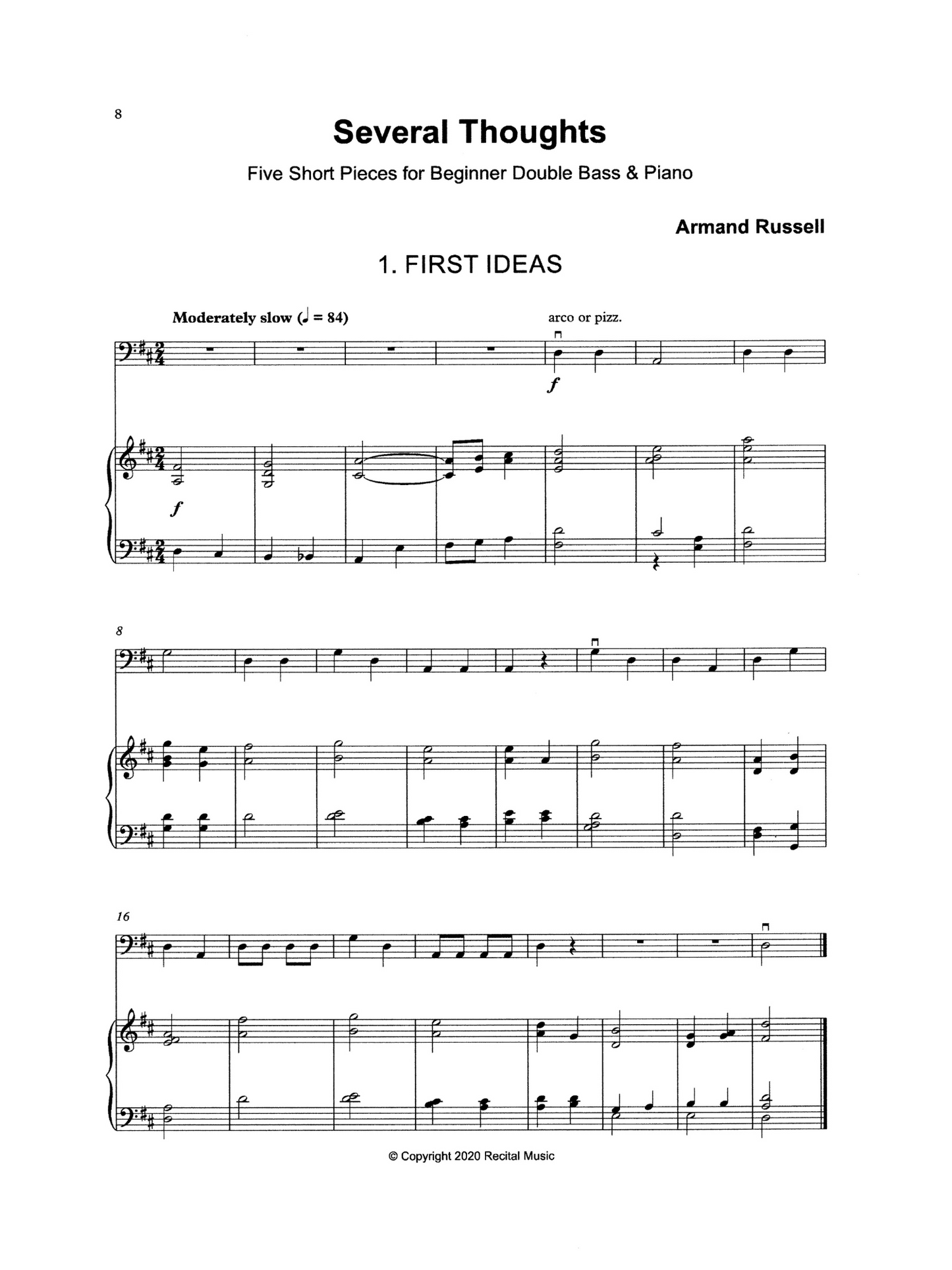 Armand Russell: Amazing Bass - First Position Pieces for Beginner Double Bass & Piano