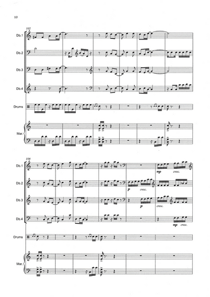 Tony Osborne: Marimba-Malimba! for double bass quartet and African drums or marimba