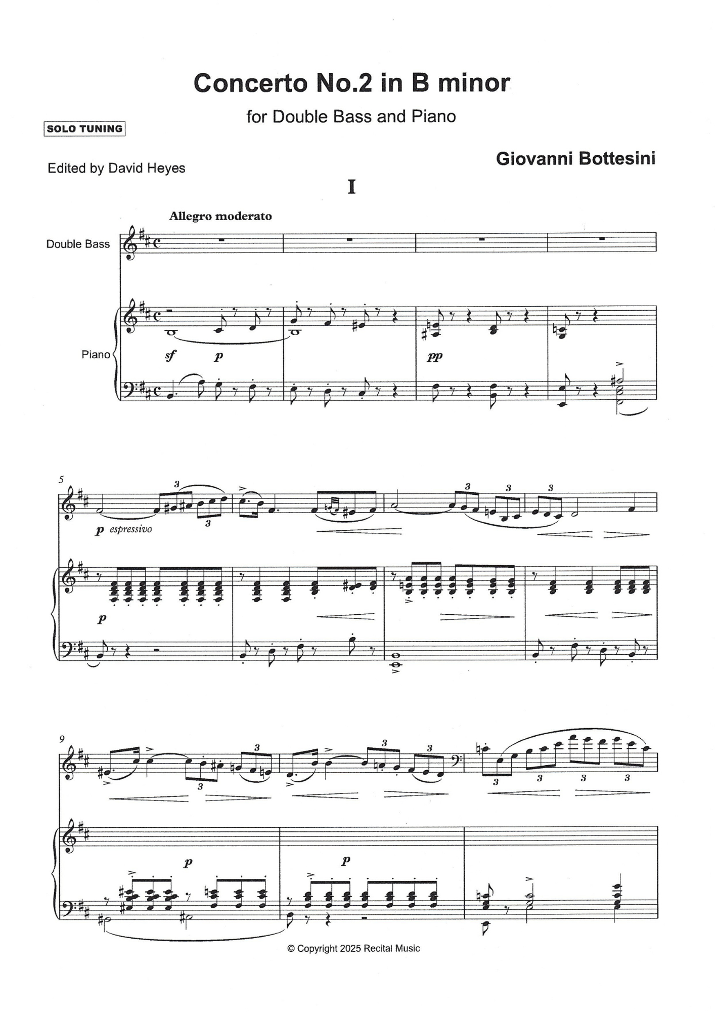 Bottesini: Concerto No. 2 in B minor for double bass & piano (ed. David Heyes)