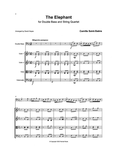 Saint-Saens: The Elephant for Double Bass & String Quartet (arr. Heyes)