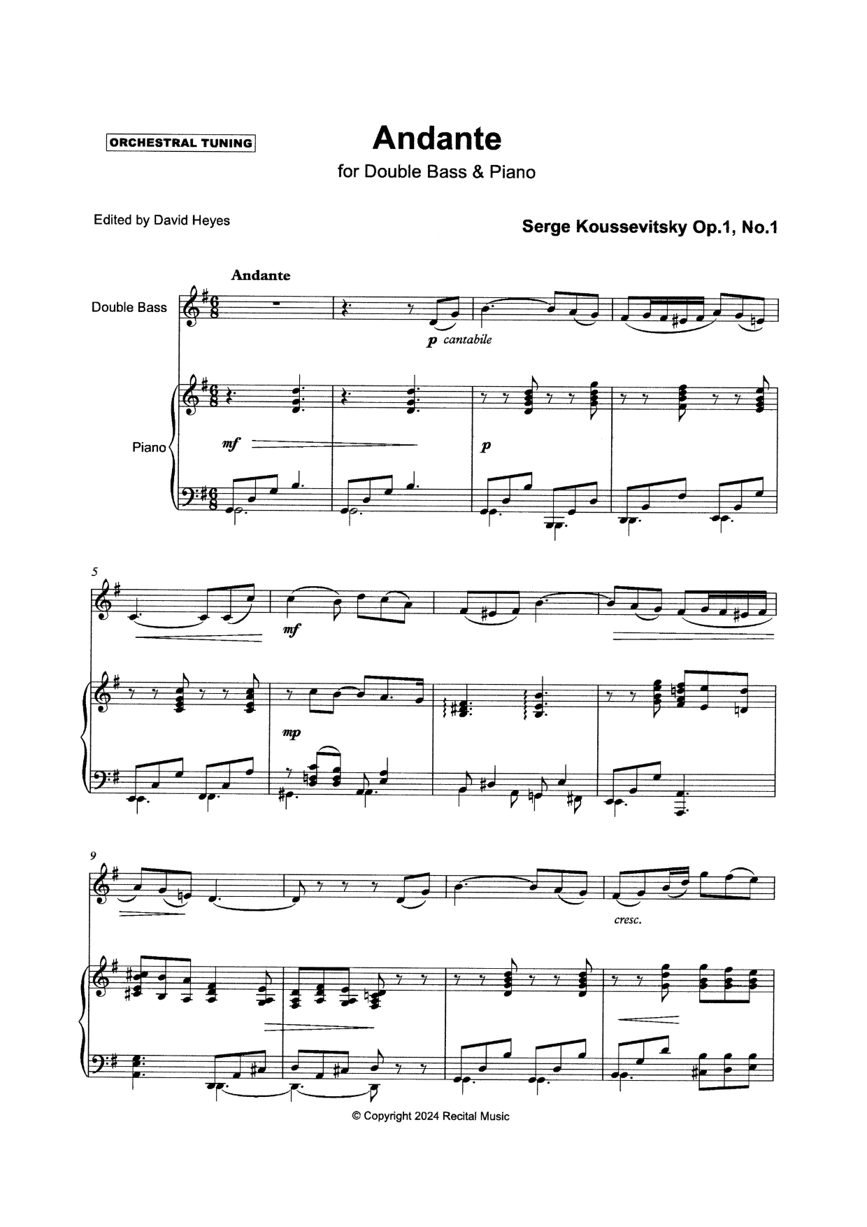 Serge Koussevitsky: Two Salon Pieces for double bass & piano (Op. 1)