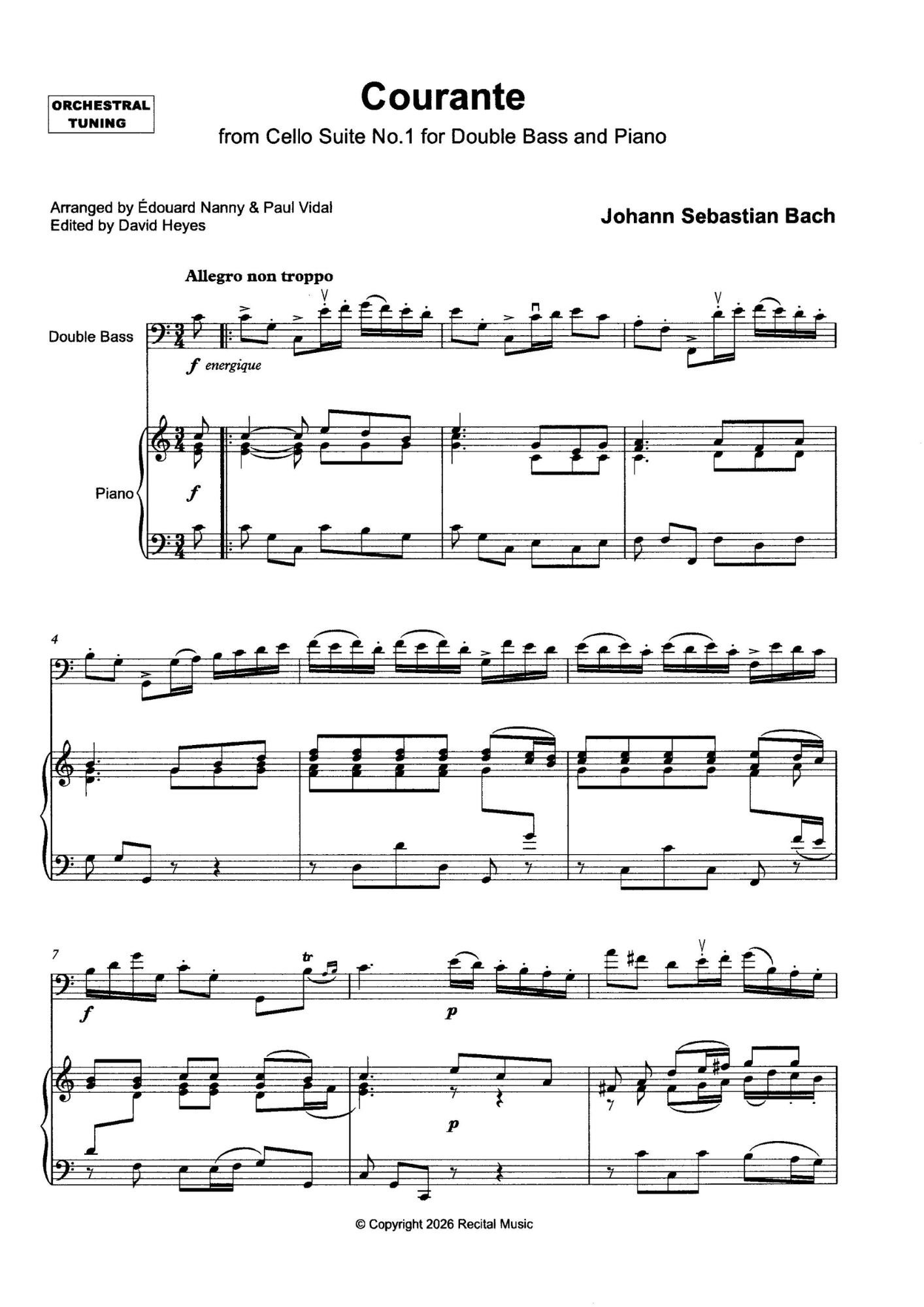 The Baroque Bass Book 1 for double bass & piano (ed. David Heyes)