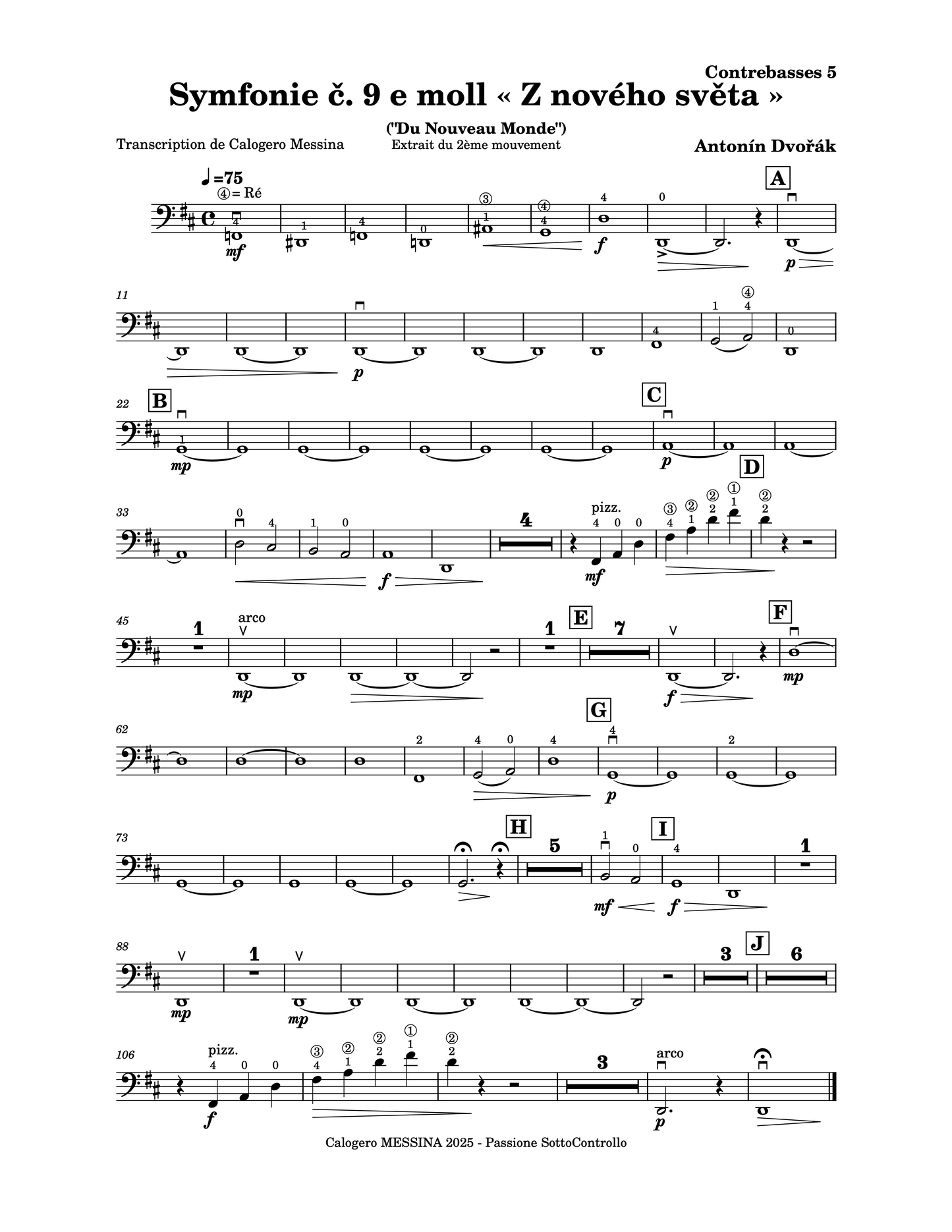 Antonín Dvořák: Largo from Symphony no. 9 for bass quintet (arr. Calogero Messina)