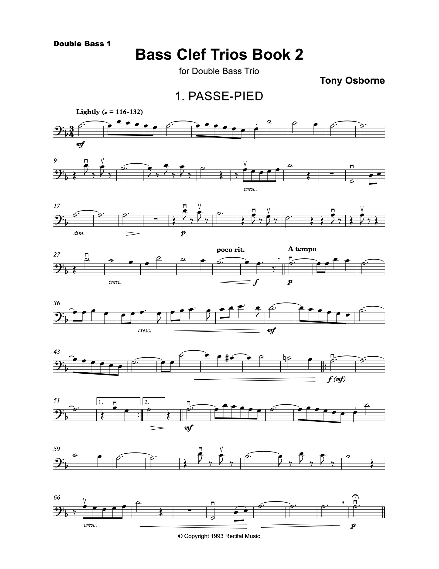 Tony Osborne: The Party Collection for Bass Trio & Quartet