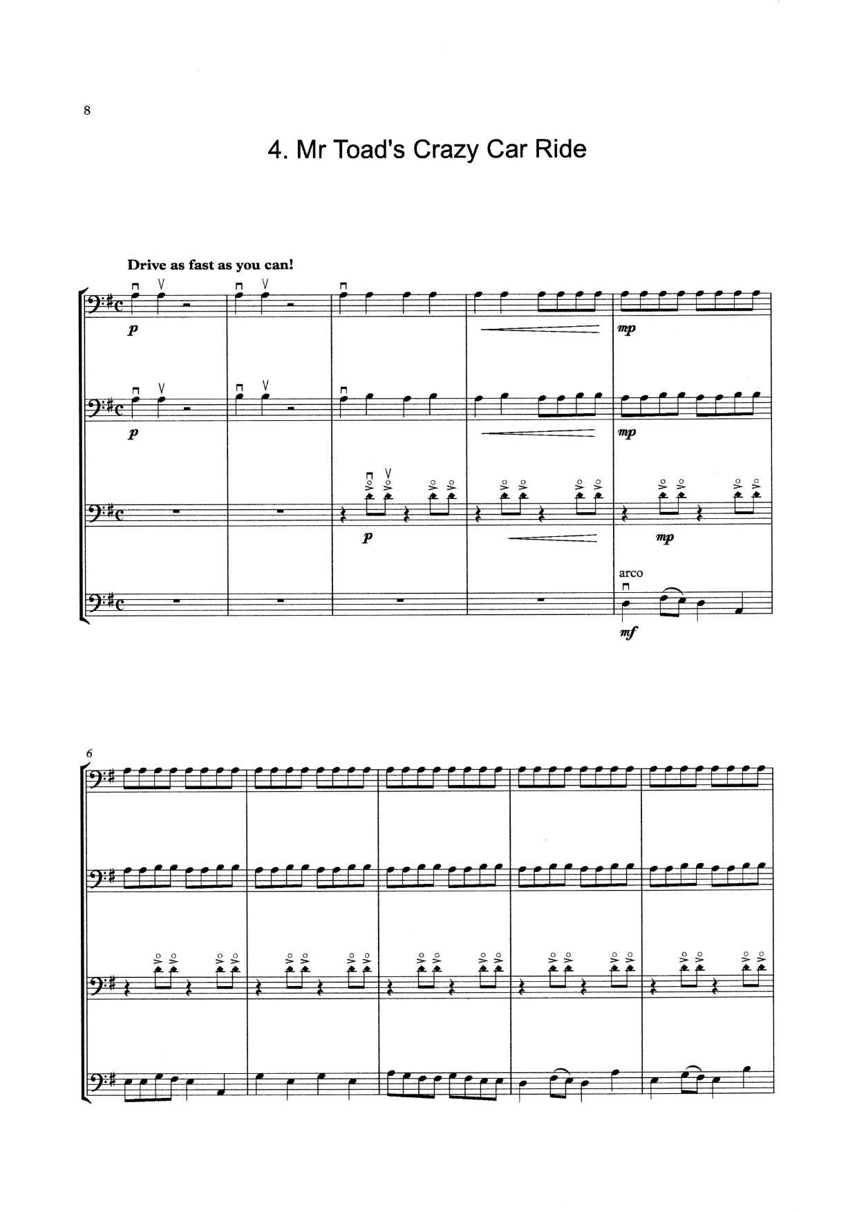 David Heyes: The Wind in the Willows for beginner double bass quartet