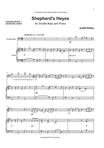 Judith Bailey: Shepherd's Heyes for double bass & piano
