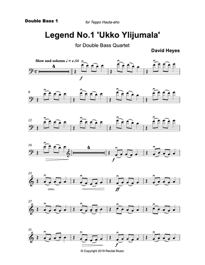 David Heyes: The Legends Collection for Beginner Bass Quartet