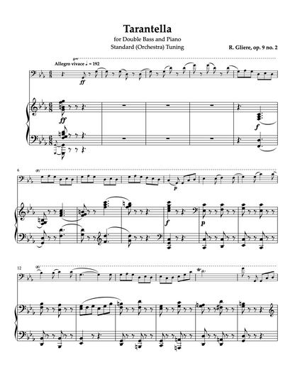 Gliere: Intermezzo & Tarantella, Orchestra Tuning Piano Parts (ed. Michael Kurth)