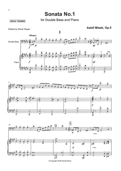 Adolf Míšek: Sonata No. 1 Op. 5 for double bass in solo tuning (ed. David Heyes)