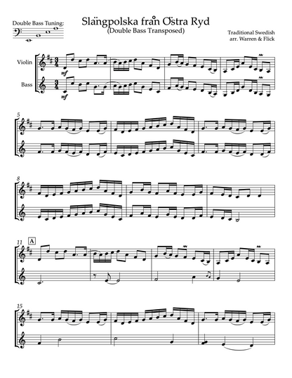 Warren & Flick: Slängpolska från Östra Ryd for Violin and Double Bass