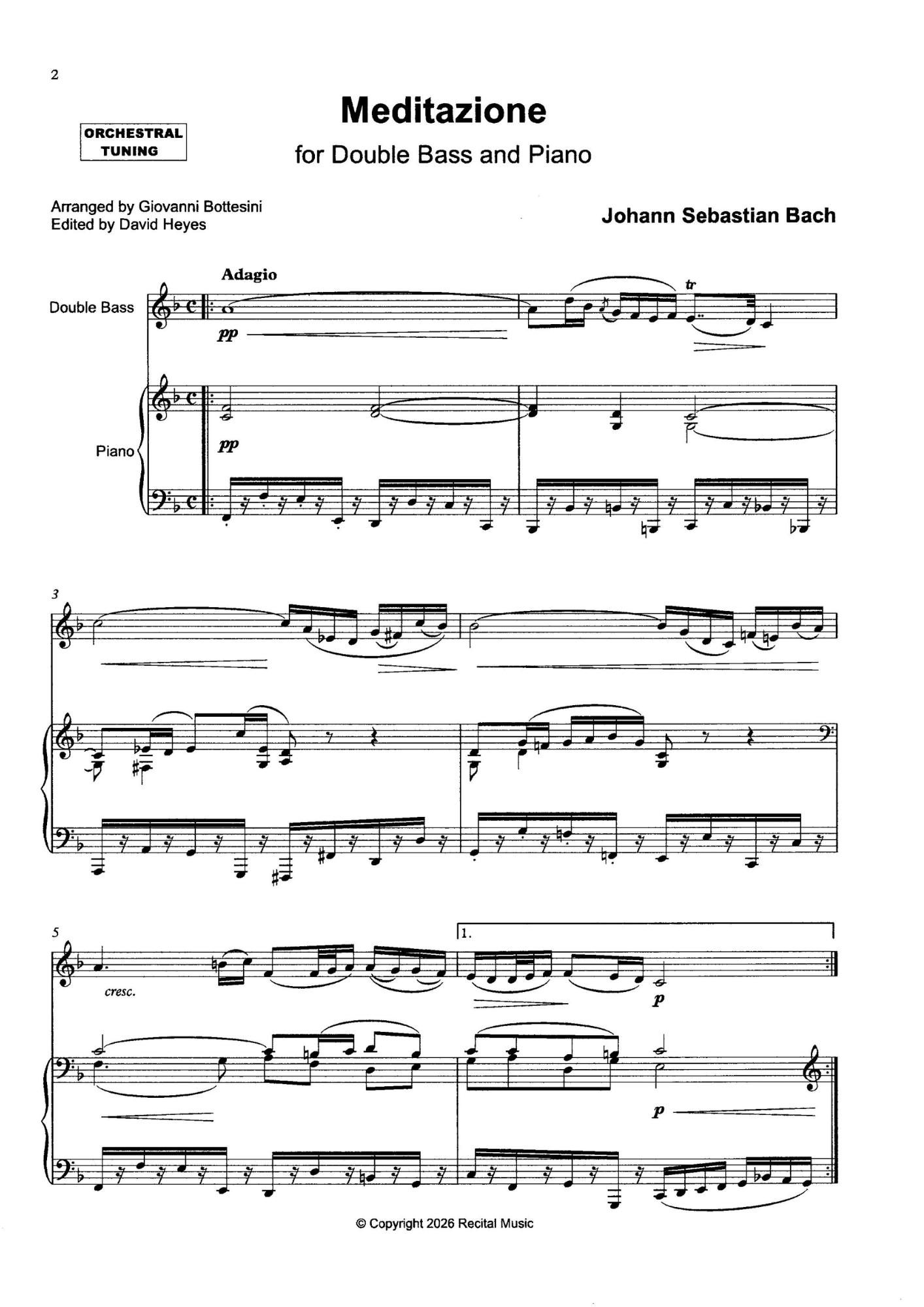 The Baroque Bass Book 1 for double bass & piano (ed. David Heyes)