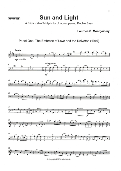 Lourdes C. Montgomery: Sun and Light, A Frida Kahlo Triptych for unaccompanied double bass