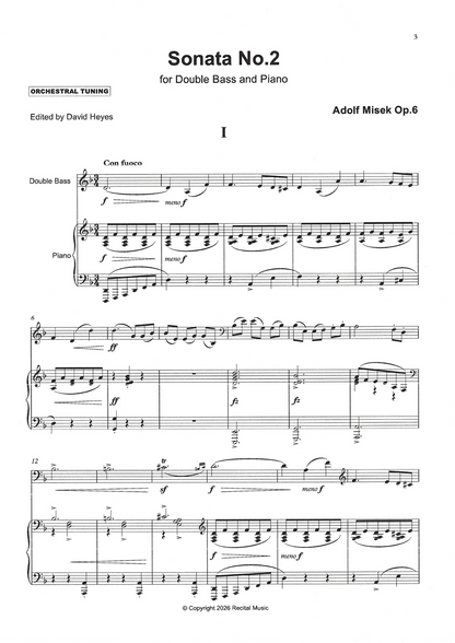 Adolf Míšek: Sonata No. 2 Op. 6 for double bass in orchestral tuning (ed. David Heyes)