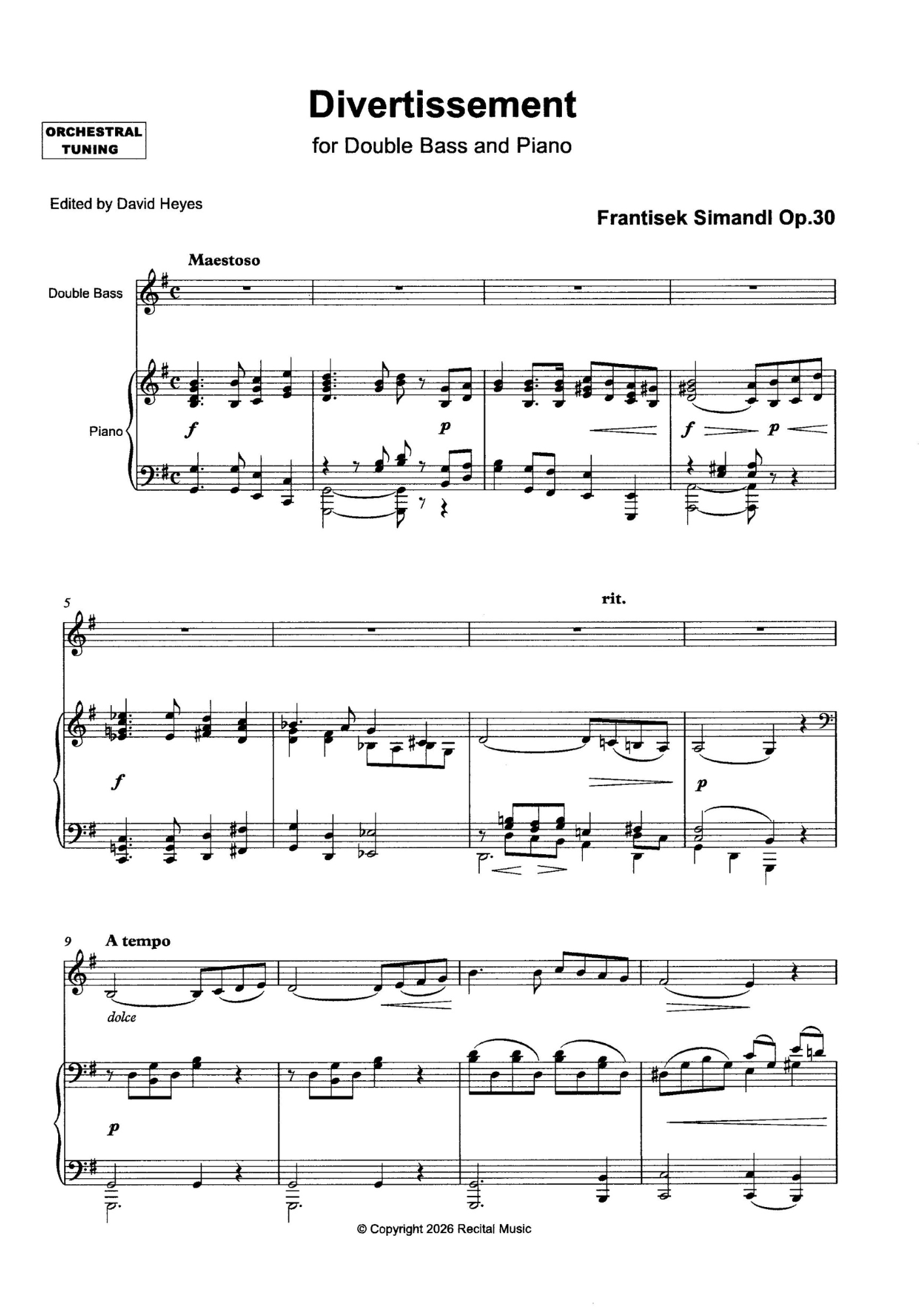 The Bohemian Bass Book 4 for double bass & piano (ed. David Heyes)