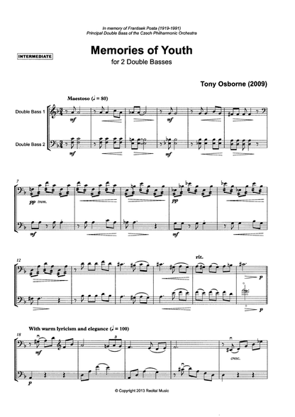 Tony Osborne: TWO in TIME, Duets for 2 double basses