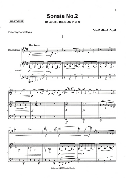 Adolf Míšek: Sonata No. 2 Op. 6 for double bass in solo tuning (ed. David Heyes)