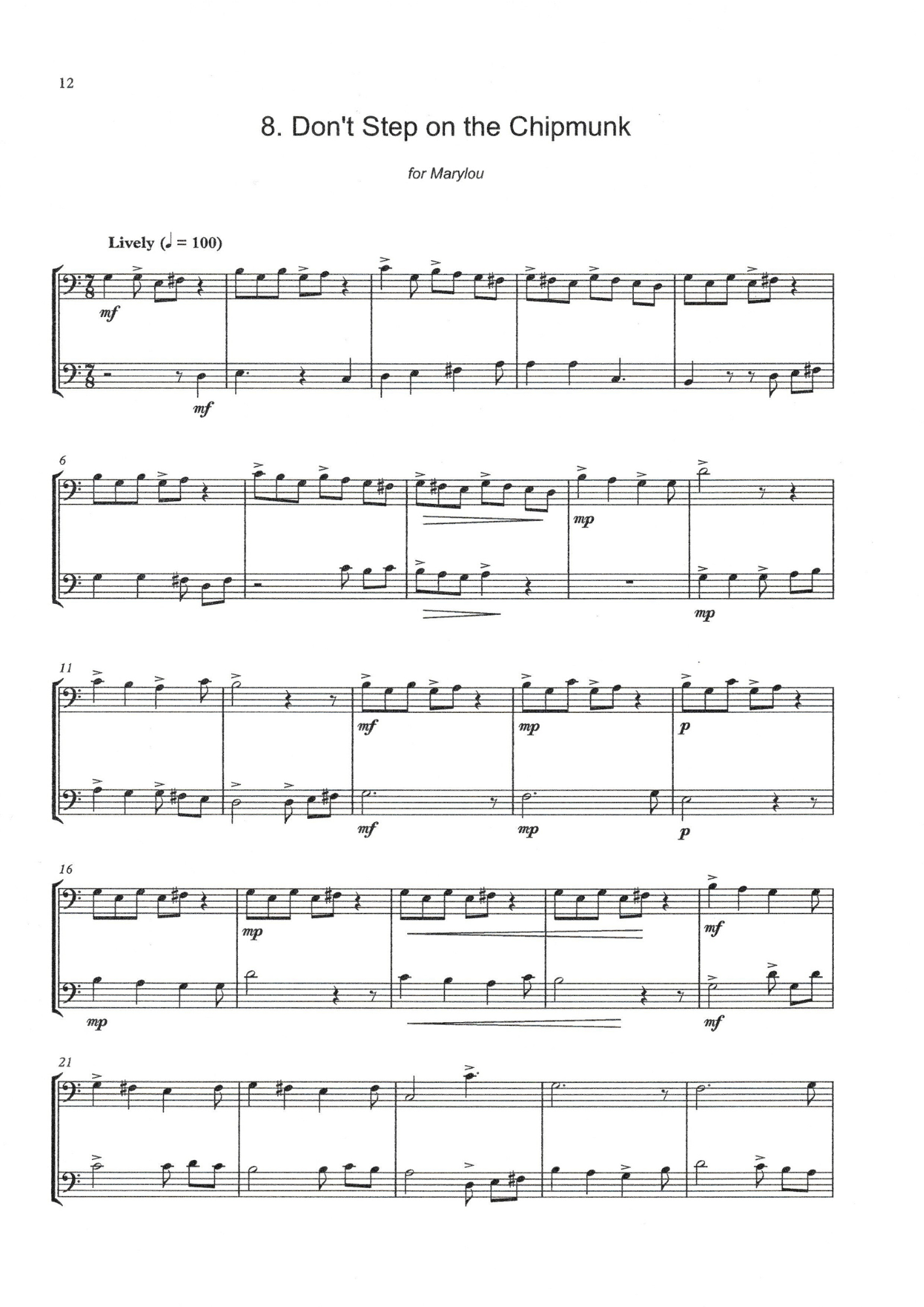 Roy Hagen: Backyard Basses, 15 Duets for 2 double basses