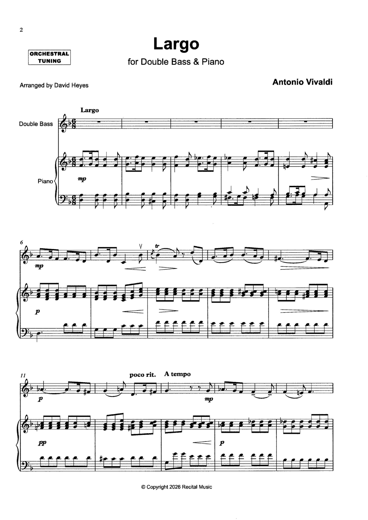 The Baroque Bass Book 1 for double bass & piano (ed. David Heyes)