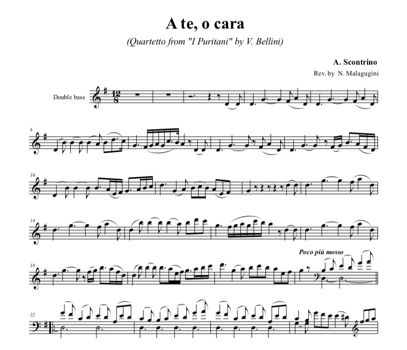 Antonio Scontrino: A te o cara for double bass and piano
