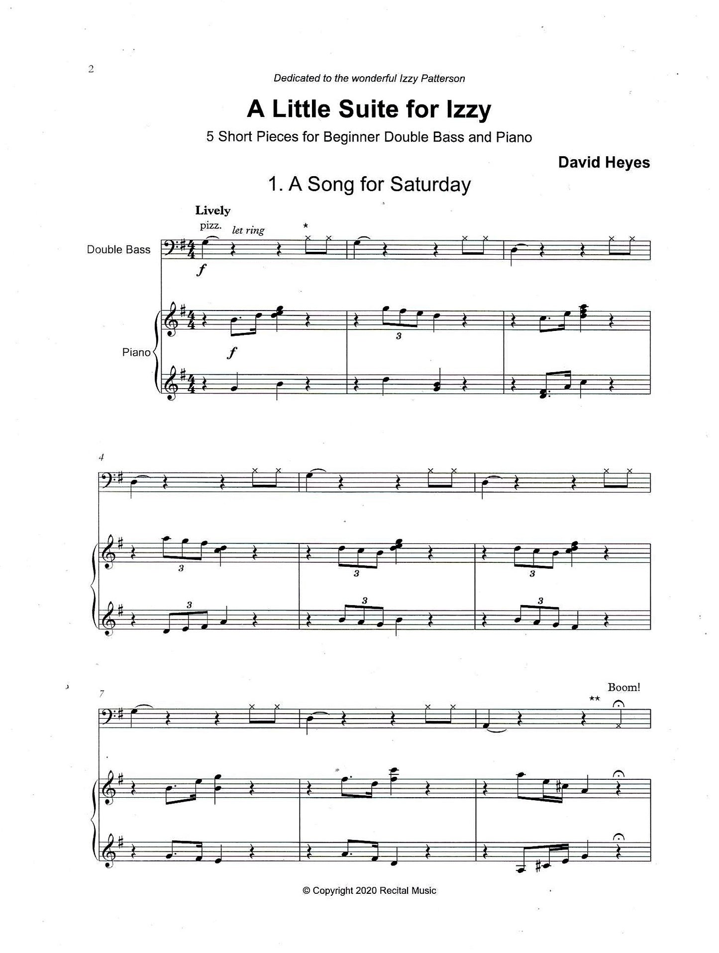 David Heyes: A Little Suite for Izzy for Beginner Double Bass & Piano