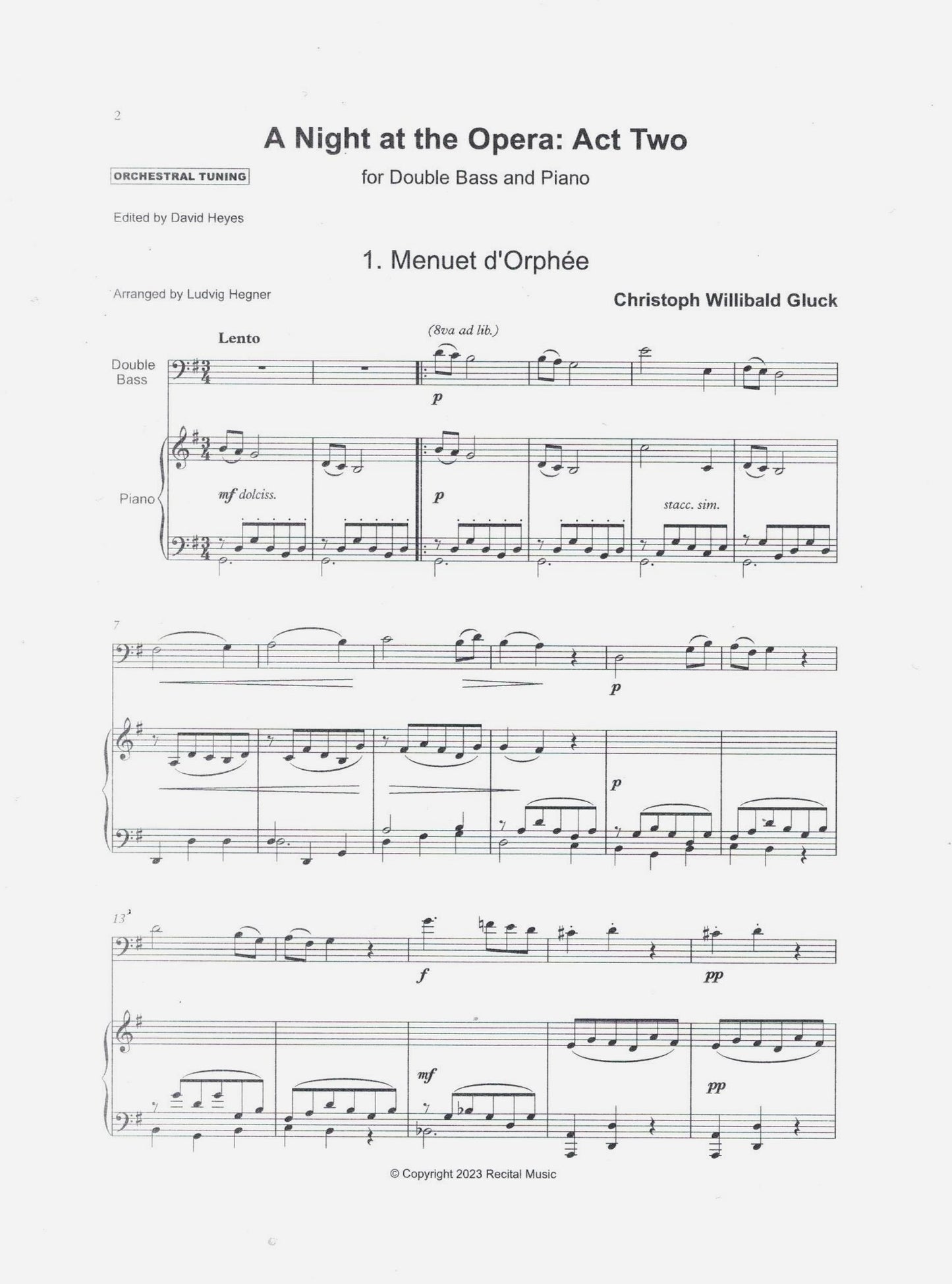 A Night at the Opera: Act Two for double bass & piano (arr. David Heyes)