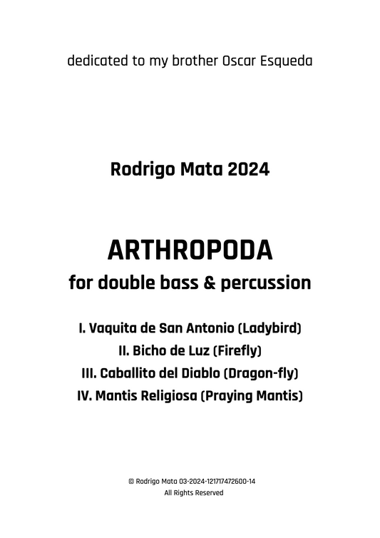 Rodrigo Mata: ARTHROPODA for double bass & percussion