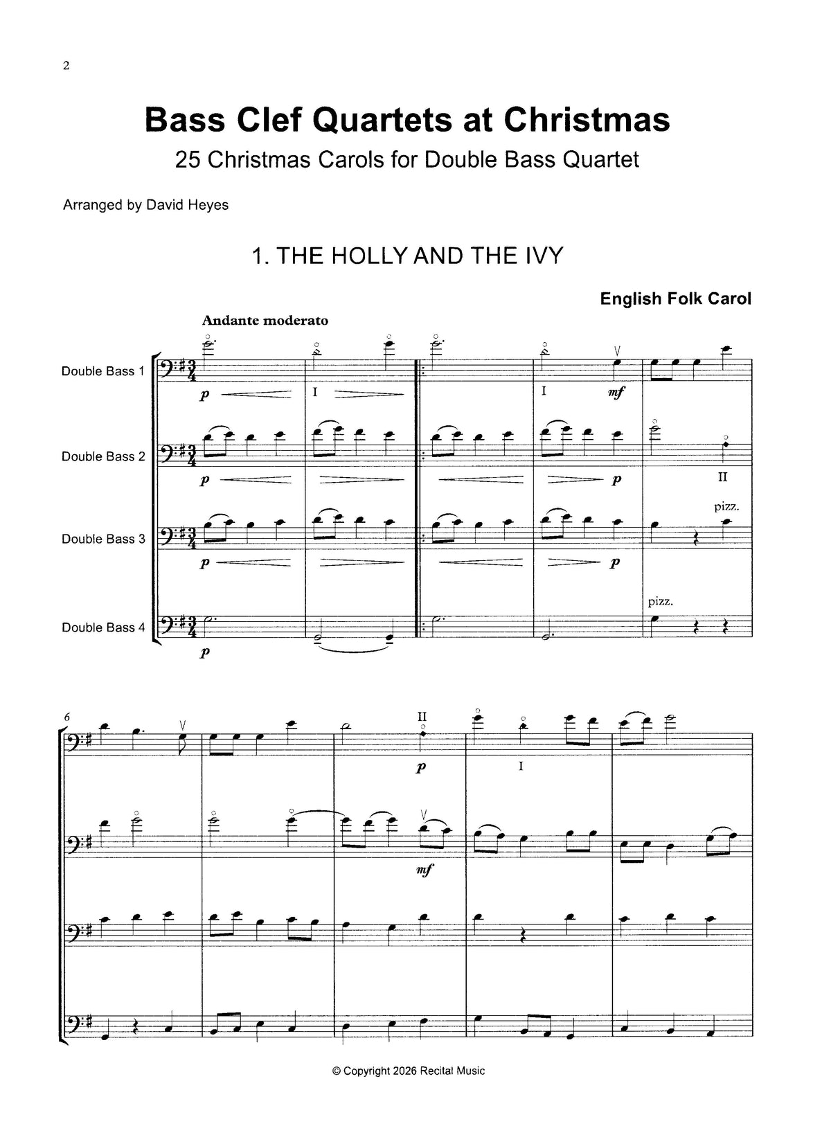 Bass Clef Quartets at Christmas: 25 Christmas Carols for Bass Quartet (arr. David Heyes)