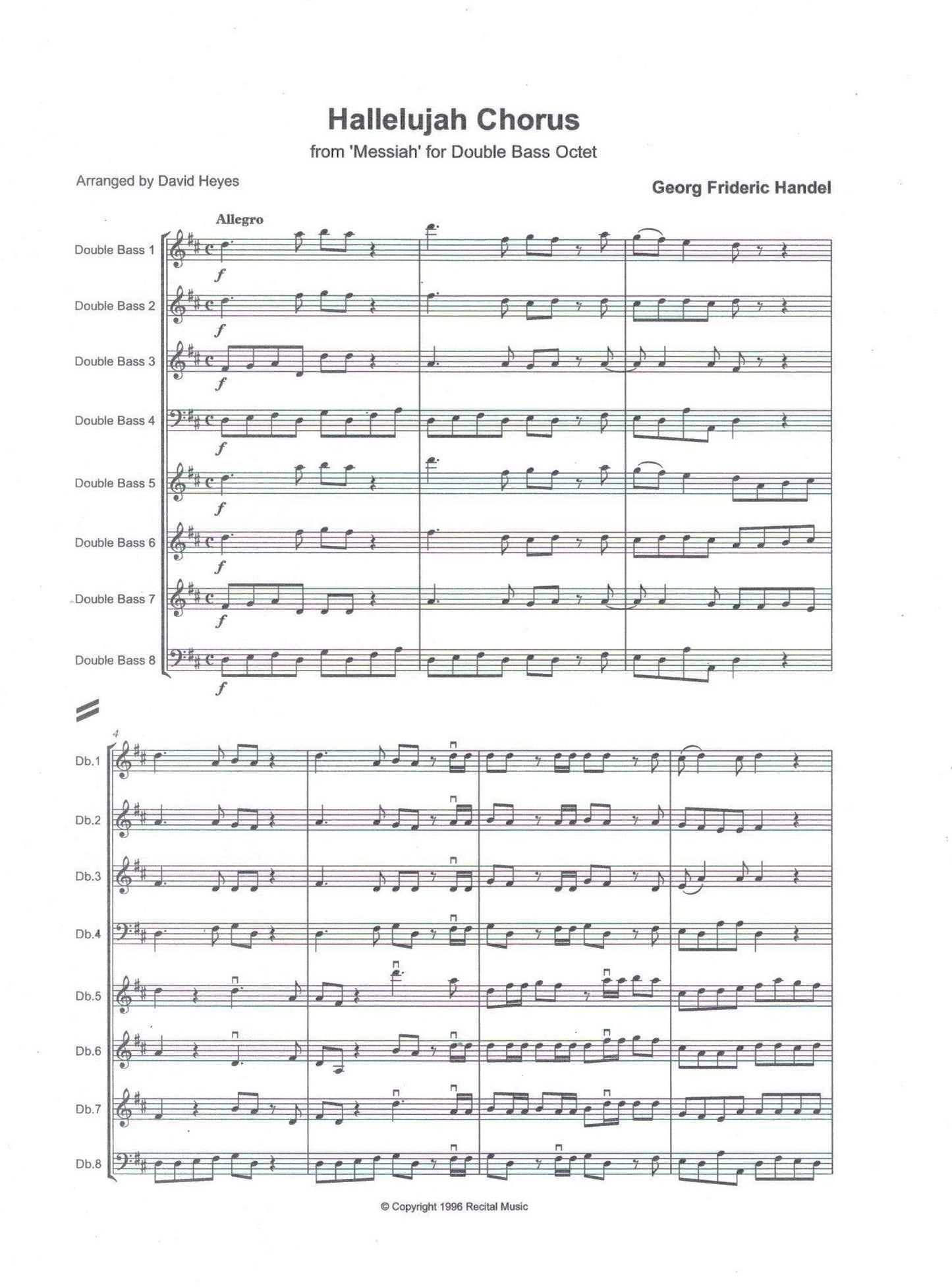 Bass Octets Book 1: Music by Bruckner, Handel & Tallis (arr. by David Heyes)