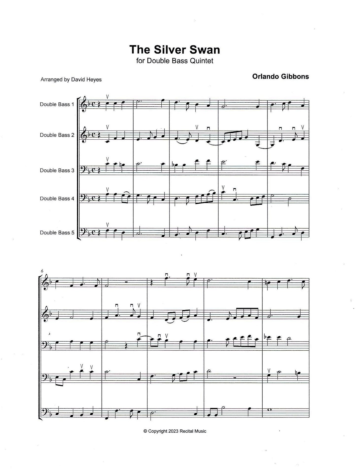 Bass Quintets Book 1 for double bass quintet (arr. David Heyes)
