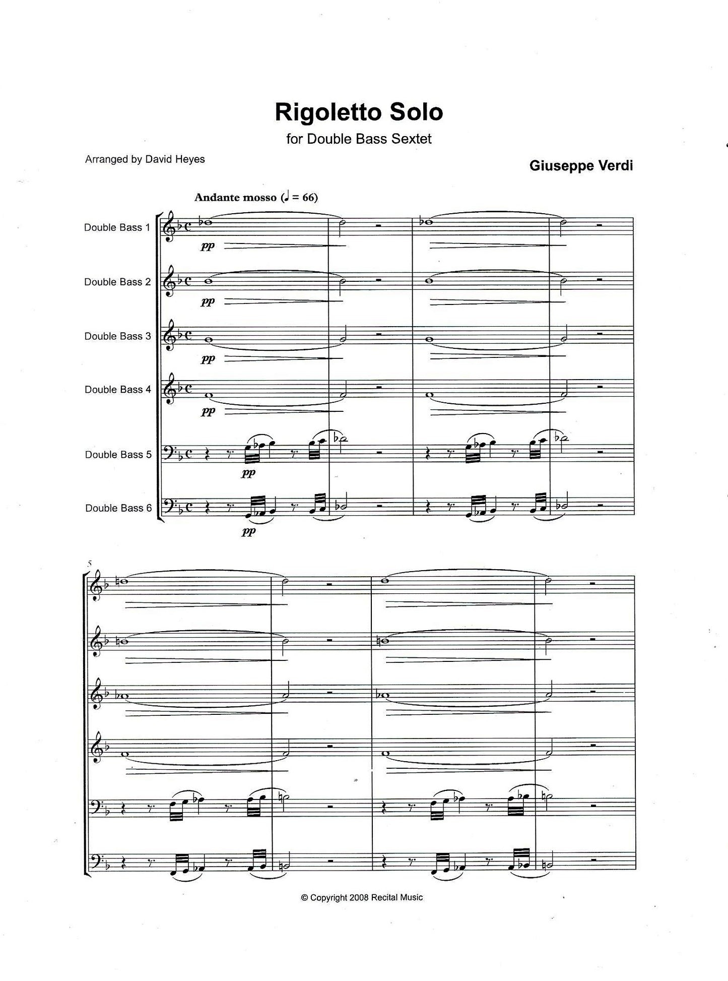 Bass Sextets Book 1 for double bass sextet (arr. David Heyes)