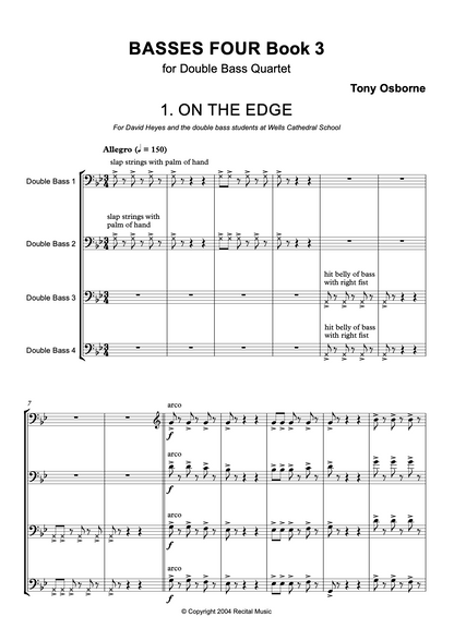 Tony Osborne: Basses Four Book 3 for double bass quartet