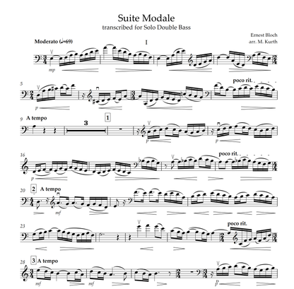 Suite Modale, by Ernest Bloch, for Double Bass and Piano (ed. Kurth)