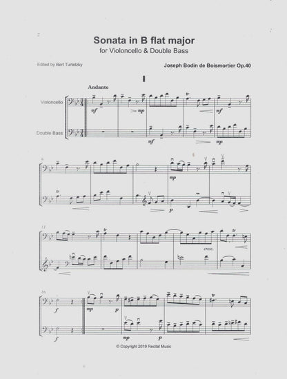 J.B. de Boismortier: Sonata in B flat major for violoncello & double bass (arr. Bert Turetzky)