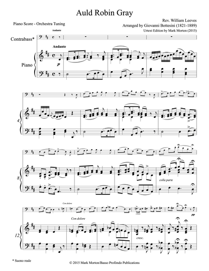 Bottesini: Auld Robin Gray for double bass and piano (urtext ed. Mark Morton)