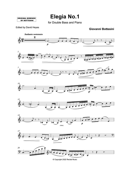 Giovanni Bottesini: Elegia No. 1 for double bass & guitar (arr. Heyes/Rippingale)