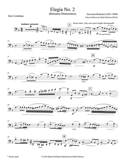 Bottesini: Elegia No. 2 (Romanza Drammatica) for Double Bass and Piano (urtext ed. Mark Morton)