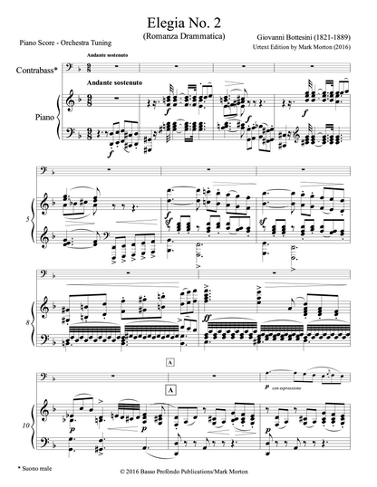 Bottesini: Elegia No. 2 (Romanza Drammatica) for Double Bass and Piano (urtext ed. Mark Morton)